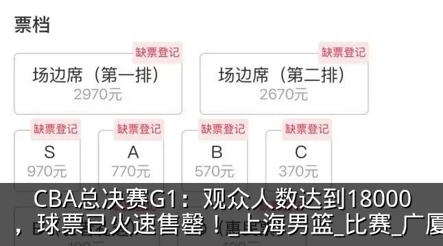 CBA总决赛G1:观众人数达到18000,球票已火速售罄!_上海男篮_比赛_广厦